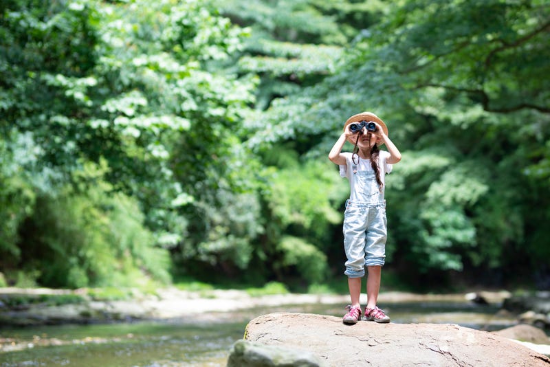 Girl birdwatching