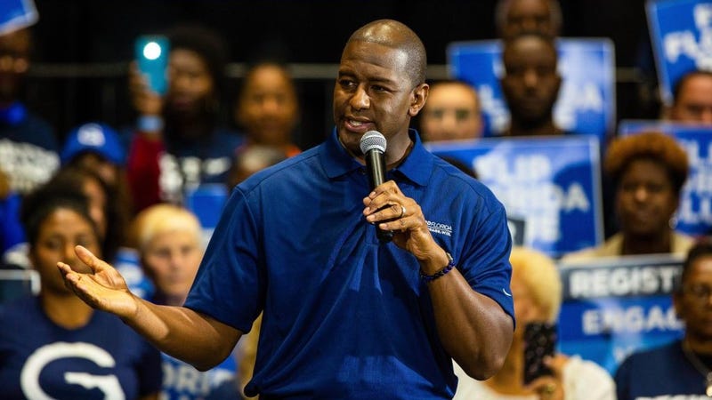 Former Florida gubernatorial candidate Andrew Gillum addresses the audience during an event on March 20, 2019 in Miami Gardens, Florida.