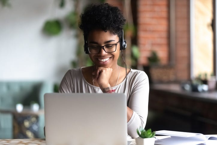 Girl wearing headphones
