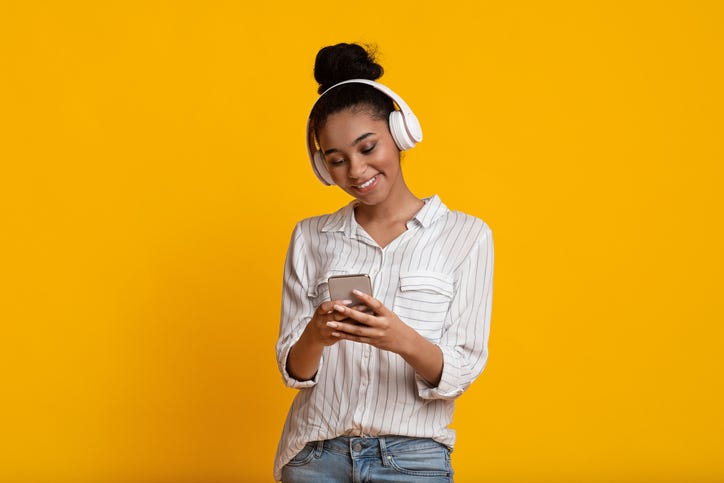 girl wearing headphones