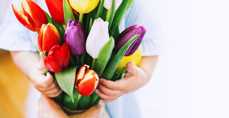 giving flowers