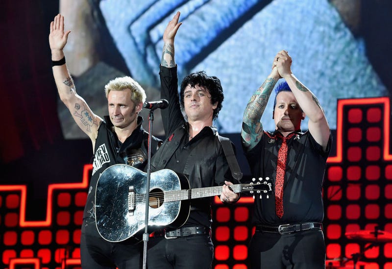 Mike Dirnt, Billie Joe Armstrong and Tre Cool of Green Day perform onstage during the 2017 Global Citizen Festival: For Freedom. For Justice. For All. in Central Park on September 23, 2017 in New York City