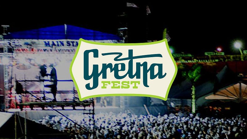 crowd at main stage with Gretna Fest logo