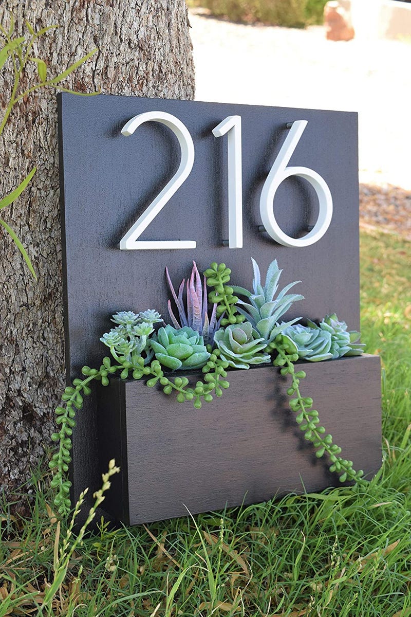 Handmade Address Sign with Planter Box