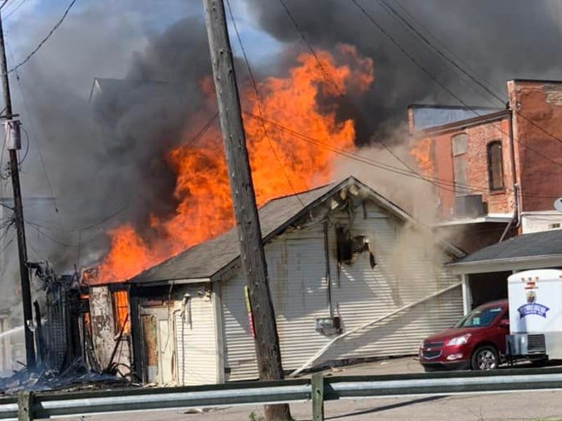 Fire in downtown Holly