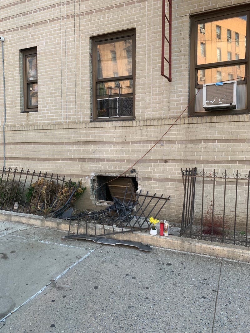 The metal fence at the intersection of Bronxdale and Cruger Avenues where a woman was critically injured on Friday night.
