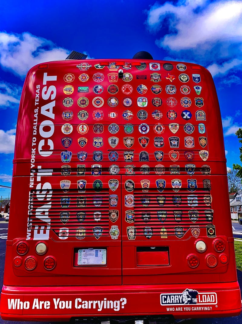 The back of a vehicle for Carry the Load, a national walk to raise funds for groups helping first responders and veterans.