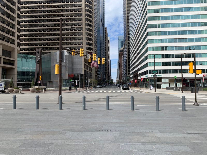 Quiet streets in Philadelphia after the Mayor's Office issued a stay-at-home order in March 2020.