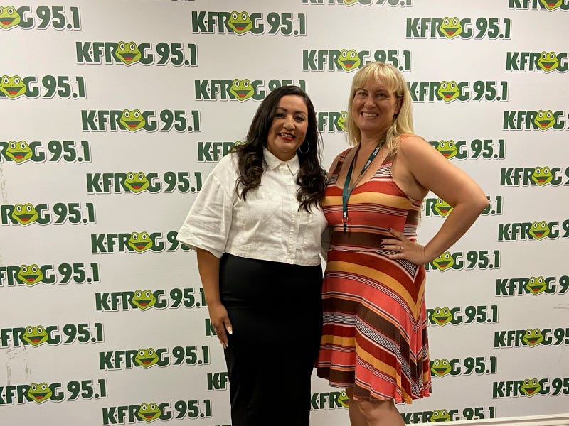 Riverside County Department of Social Services Eligibility Supervisor Elizabeth Sales with K-Frog's Pepper