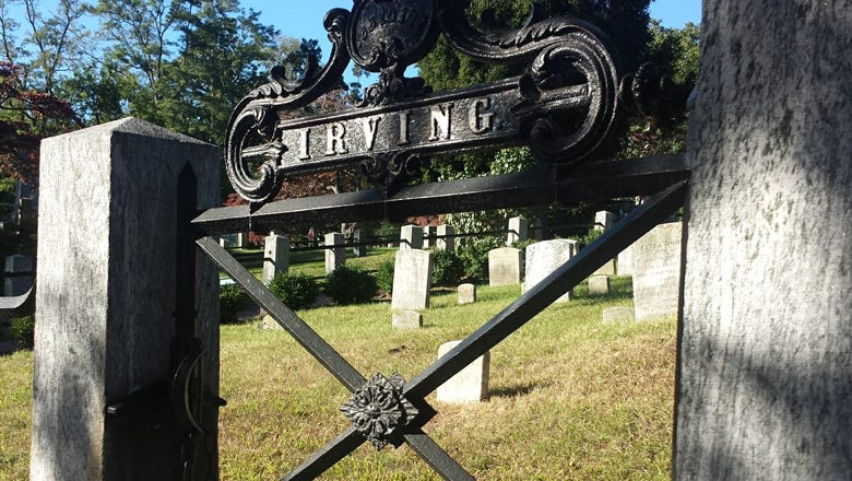 Washington Irving's resting place in Sleepy Hollow Cemetery