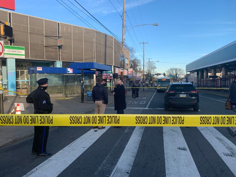 Police on the scene of the shooting near Olney Transportation Center on Feb. 17.