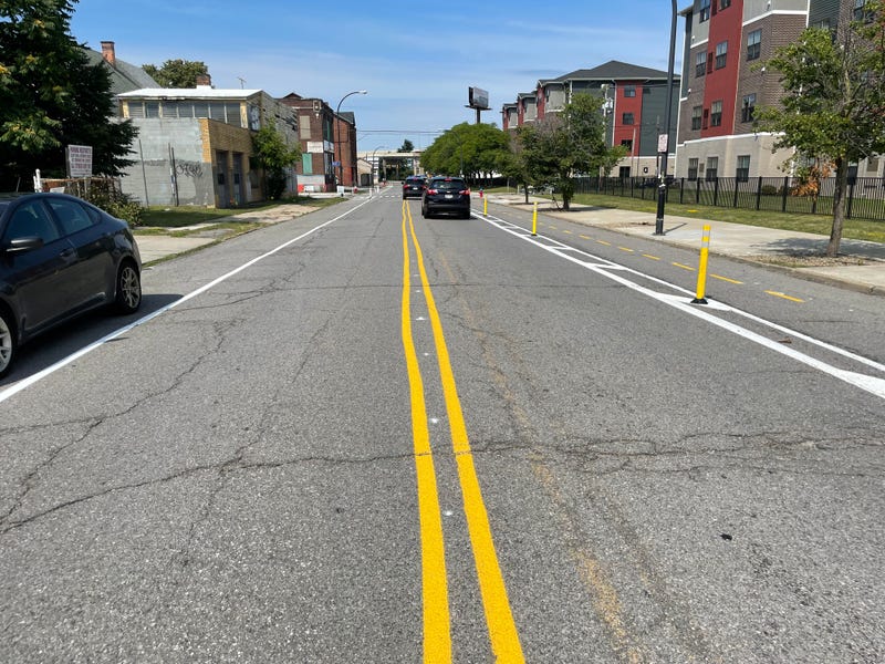 Squiggly road lines on Forest Avenue