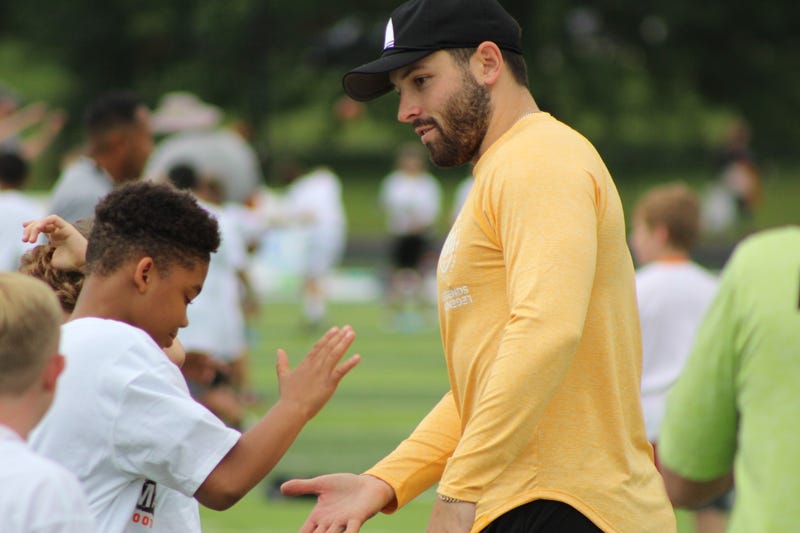 Browns quarterback Baker Mayfield at his football camp in Gates Mills, Ohio