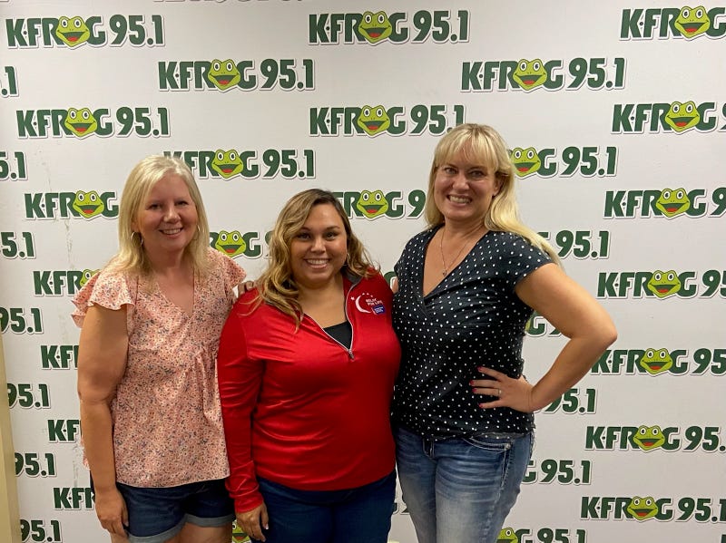Suky Barrera and Jennifer Senglaub of Relay for Life of Santa Fe Springs with K-Frog's Pepper