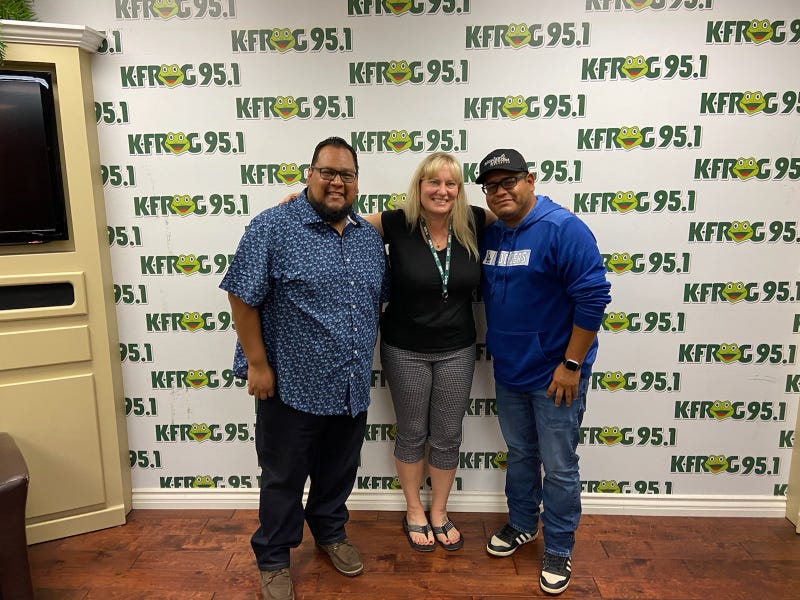 Andrew Guerra and Joe Ramos of the Miracles and Dreams Foundation with K-Frog's Pepper