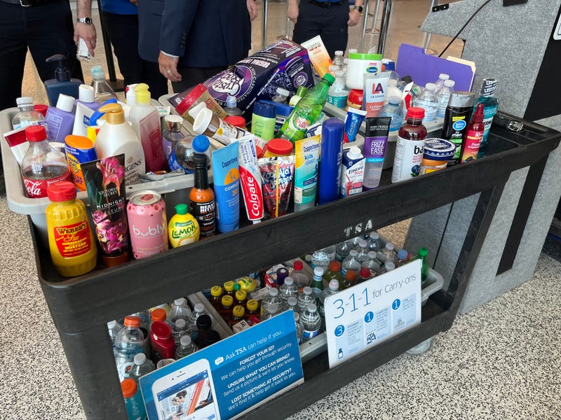 This and one additional garbage can is one day's worth of prohibited items which gets tossed by the TSA at the Buffalo Niagara Airport.