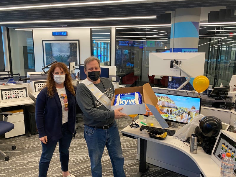 KYW Newsradio morning anchor team Carol MacKenzie and Brandon Brooks