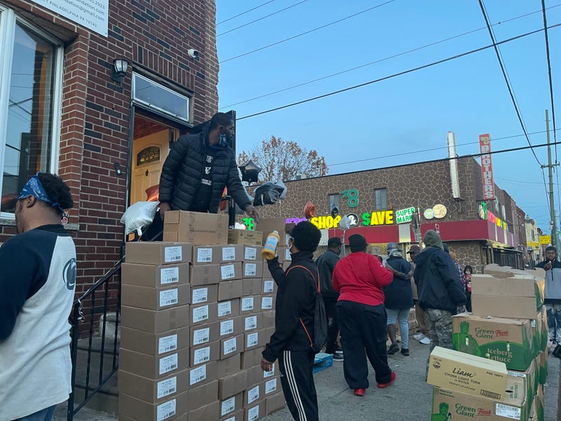 A Thanksgiving food drive in Grays Ferry, organized by Young Chances Foundation.