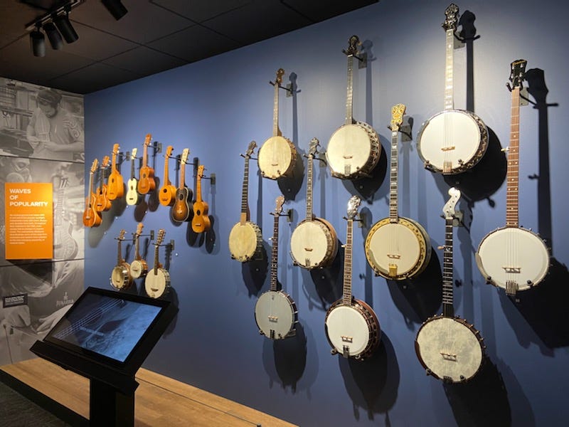 Banjos on display at NAMM's Museum of Making Music