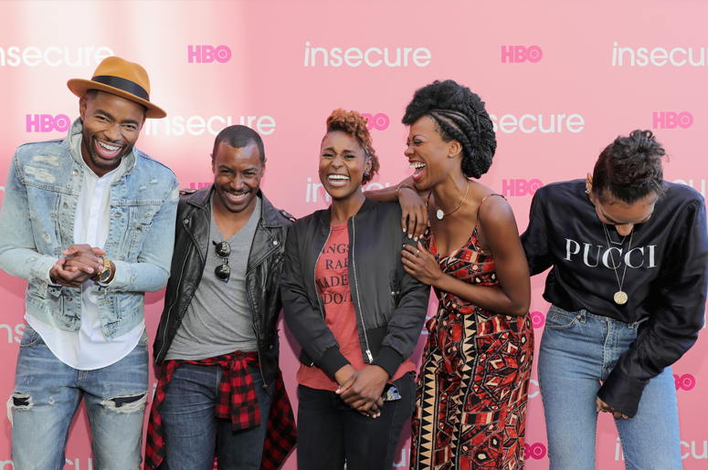 Jay Ellis, Prentice Penny, Issa Rae, Yvonne Orji, and Melina Matsoukas