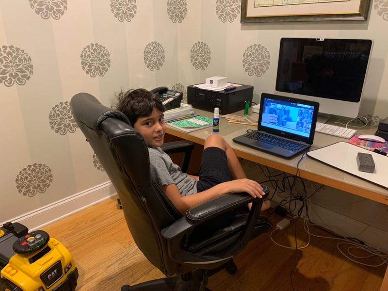 Jill Jacobson's oldest son, Ryder, learns from home