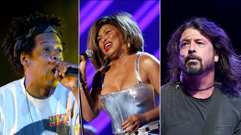 Rock & Roll Hall of Fame 2021 inductees Jay Z, Tina Turner, and Dave Grohl of Foo Fighters
