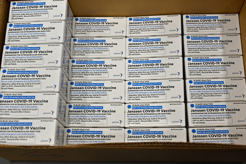 Doses of the Johnson & Johnson COVID vaccine is packaged in a box at the McKesson facility on March 1, 2021 in Shepherdsville, Kentucky