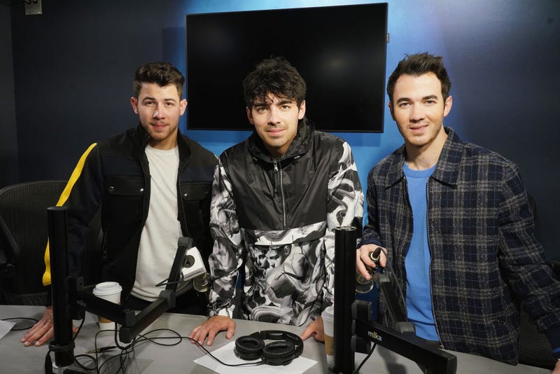 Nick Jonas, Joe Jonas and Kevin Jonas of The Jonas Brothers visit the SiriusXM studios on March 1, 2019 in New York City