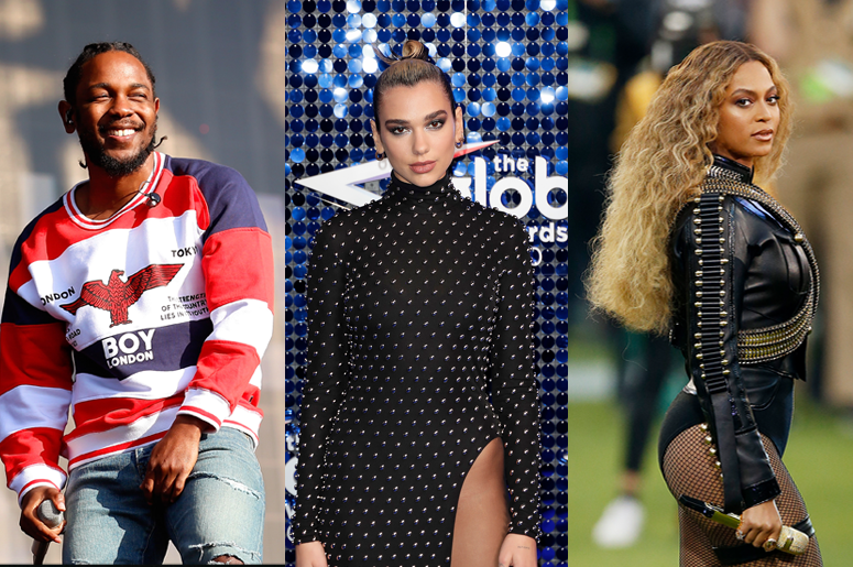 Kendrick Lamar, Dua Lipa and Beyoncé