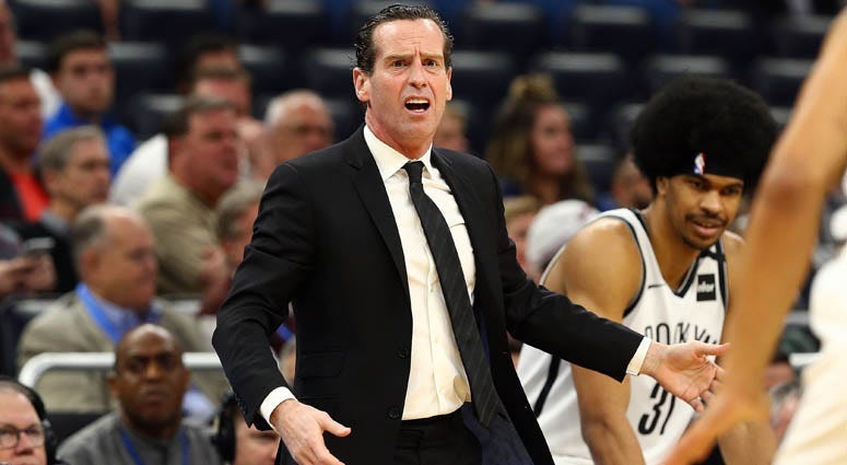 Brooklyn Nets head coach Kenny Atkinson reacts against the Magic on Jan. 6, 2020, at Amway Center in Orlando, Florida.