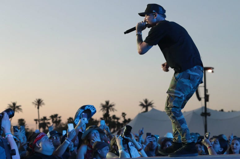 Kane Brown performs at the Stagecoach country music festival, Indio, Calif.