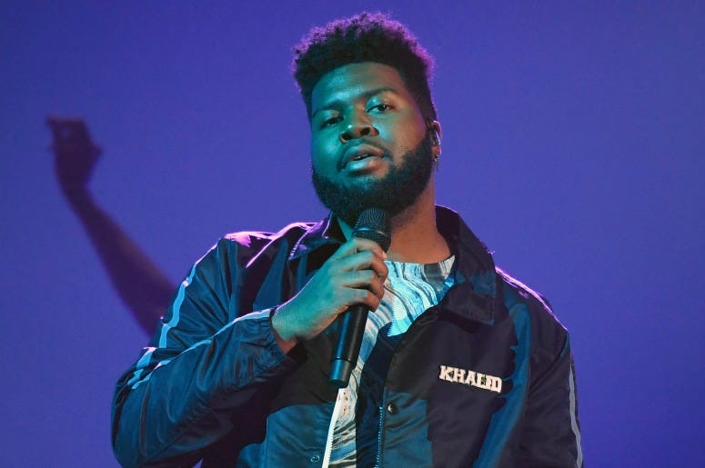 Singer Khalid rehearses for the 2019 Billboard Music Awards at MGM Grand Garden Arena on April 29, 2019
