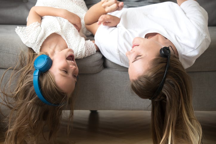 Kid with headphones on