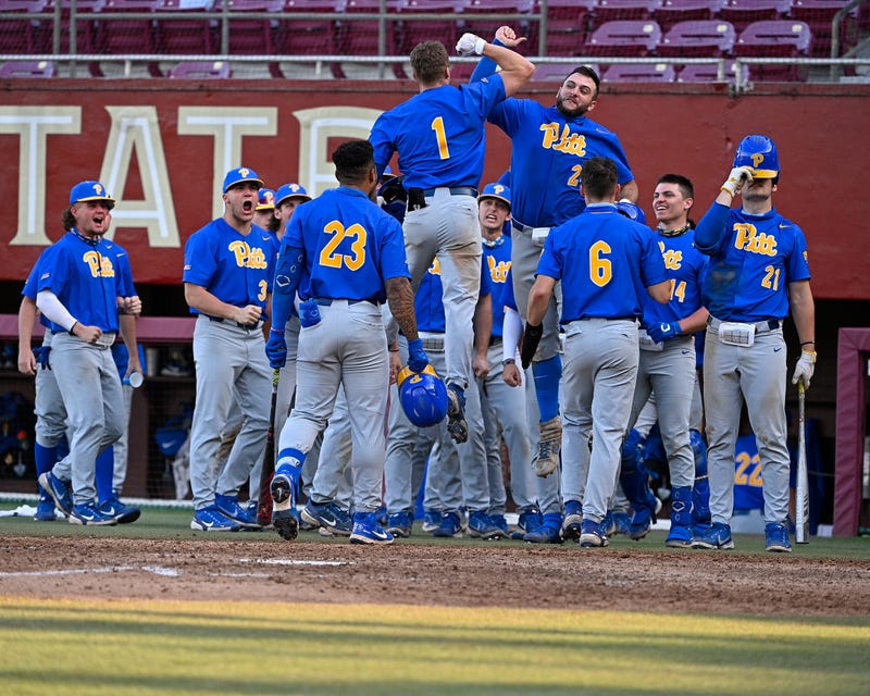 Pitt baseball celebrating