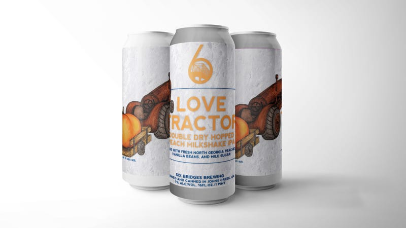 Love Tractor Peach Milkshake IPA, Six Bridges Brewing
