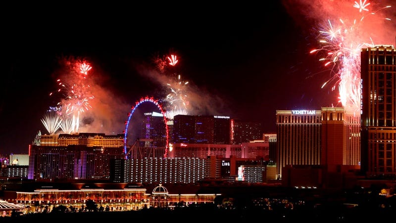 Fireworks by Grucci light up the sky above resorts on the Las Vegas Strip in a Fourth of July celebration on July 4, 2021 in Las Vegas, Nevada. 