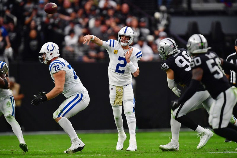Colts QB Matt Ryan throws a pass against the Las Vegas Raiders