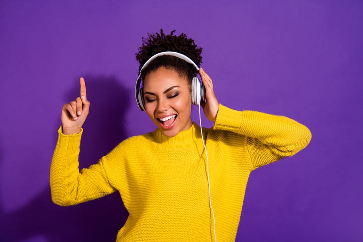 girl with headphones on