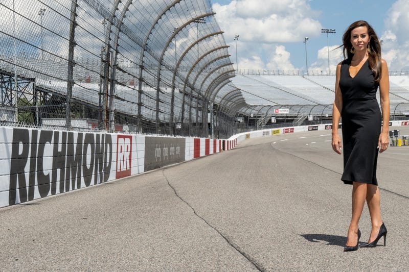 Newly-appointed Richmond Raceway president Lori Collier Waran standing on the backstretch of the track.