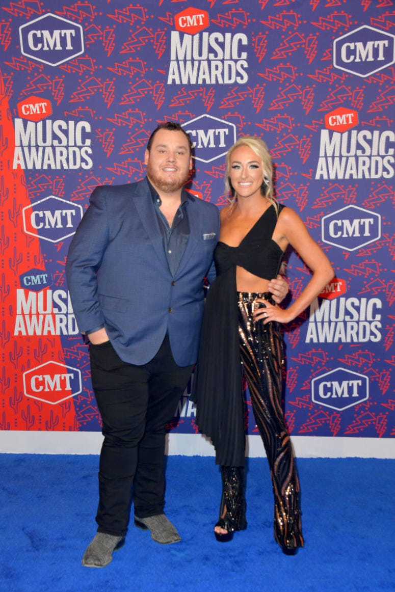 Luke Combs and Nicole Hocking attend the 2019 CMT Music Awards at Bridgestone Arena on June 05, 2019 in Nashville, Tennessee