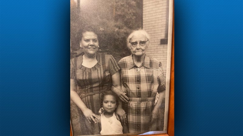 Five year old Lynne, with my great Aunt, and my great grandmother. My aunt was mixed race, my great grandmother was White.