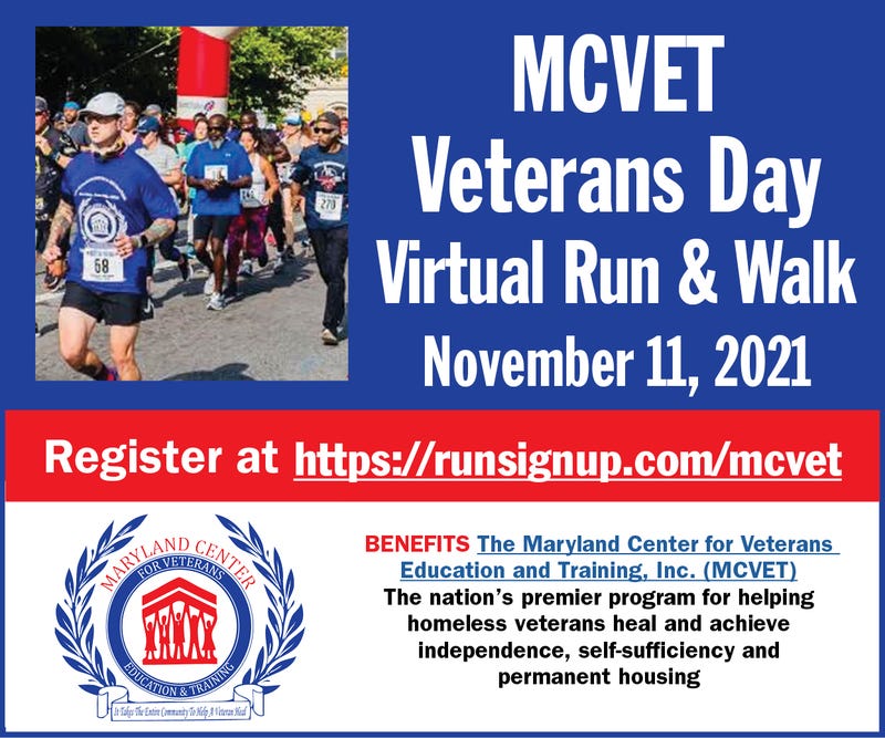 The MCVET Veterans Day Virtual Run and Walk November 11, 2021