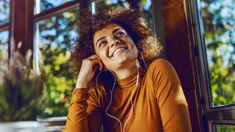 woman listening to music