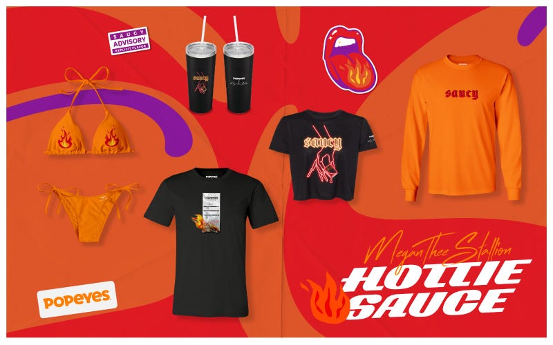 Popeyes x Megan Thee Stallion 'Thee Heat' merch