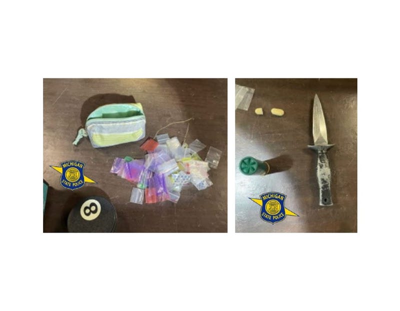 Bag of drugs and knife in suspect's car