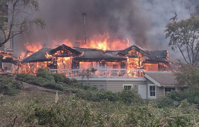 The famous Restaurant at Meadowood burns Monday afternoon in the Glass Fire.