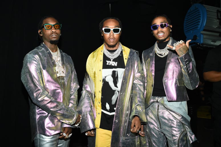 Migos pose backstage for Savage X Fenty Show Presented By Amazon Prime Video