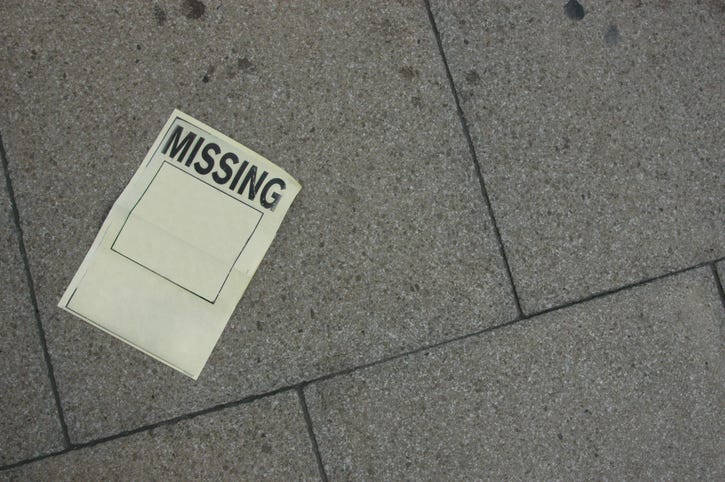 Missing poster on the ground