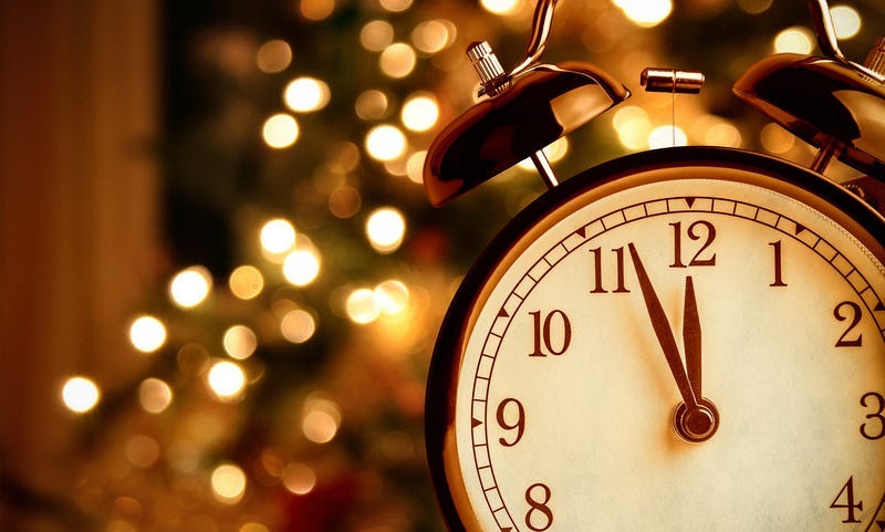 Vintage alarm clock is showing midnight