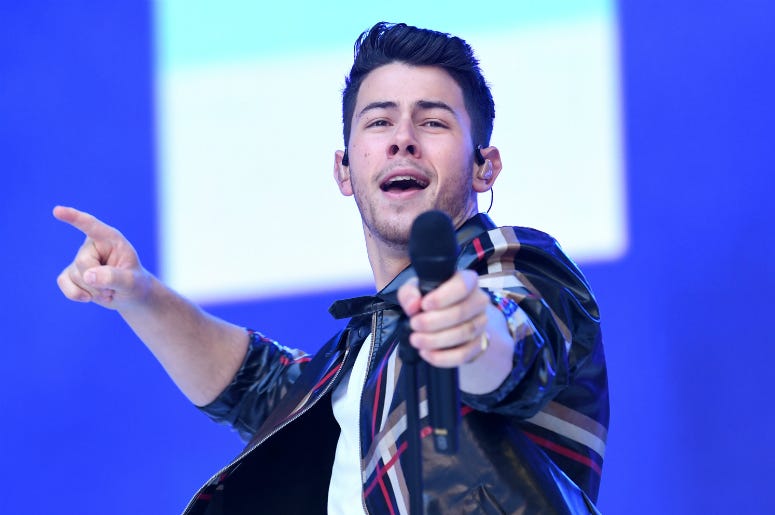 Nick Jonas from the Jonas Brothers on stage during Capital's Summertime Ball.
